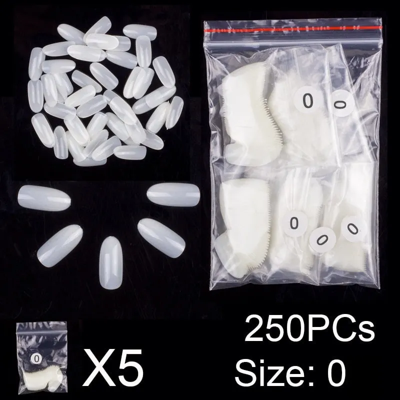 250 PCS Same Size Fake Nails Oval Shape False Nail Tips For Drawing Nail Design Acrylic Full Nails Art Size 0 1 2 3 4 Available-Nail Inspo