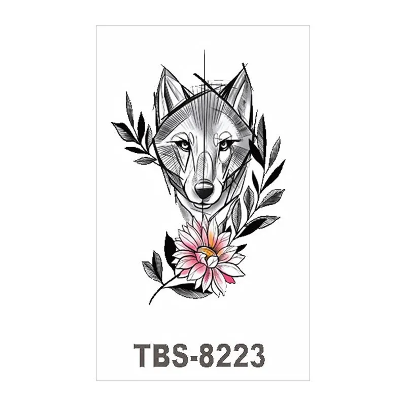Waterproof Temporary Tattoo Stickers Wolf Fox Tattoo Chest Stickers Leg Arm Tatoo Man Woman Fake Tattoo Art Fashion Body Jewelry