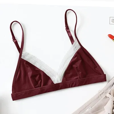 Sexy Bralette Wireless Unlined Bra Woman Underwear Soft Comfortable Sleep Tops French Lace Bralet Intimates Lingerie Satin Bras