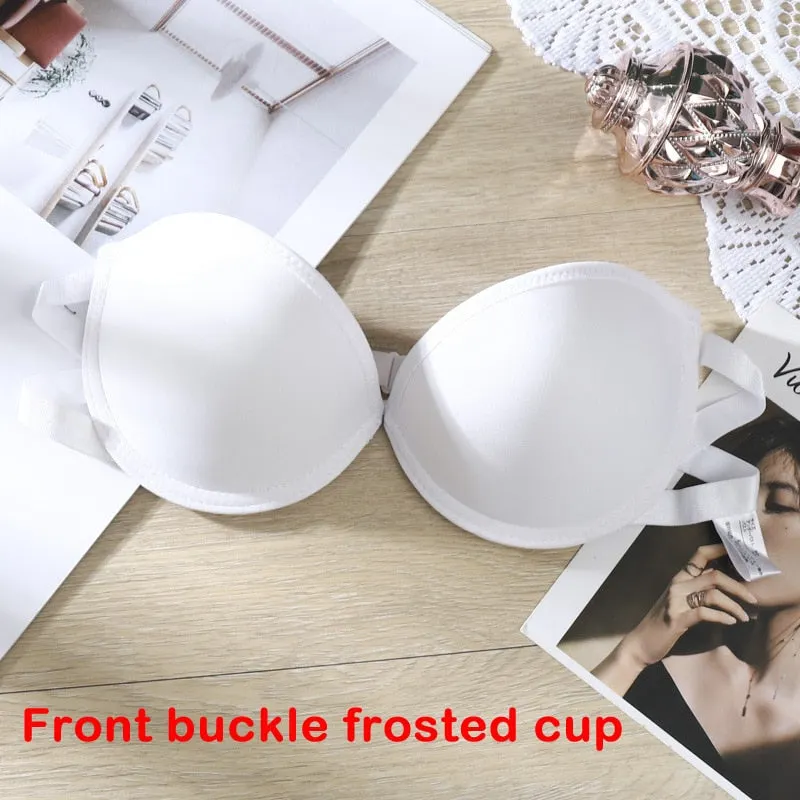 Women Strapless Bra Sexy Invisible Push Up Bralette Front Closure Seamless Padded Underwear Party Wedding Brassiere Lingerie