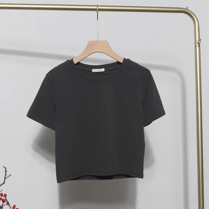 Churchf Real-Apamine Solid Short-Sleeved T-Shirt Burst Small Short Sweet Spicy Slim Slim Thin Collar Top 88122