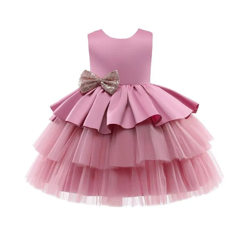 Toddler Girls Tulle Princess Dress 1-5 Year Kids Baby Elegant Wedding Tutu Prom Children Communion Formal Evening Party Clothes