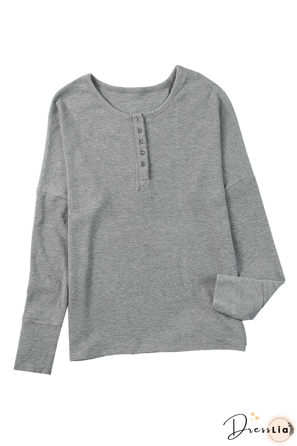 Casual Waffle Knit Henley Shirt