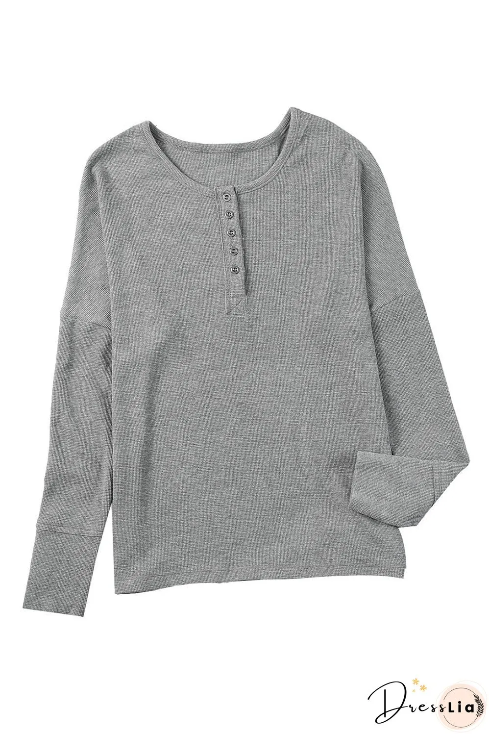 Casual Waffle Knit Henley Shirt