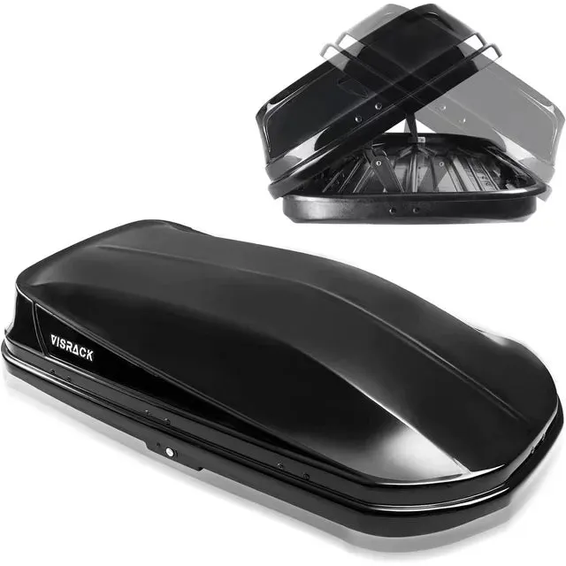 Black Cargo Box, Hard Shell ABS Roof Cargo Carrier with Security Key, 56"x 30"x 13.7", 12 Cubic Feet