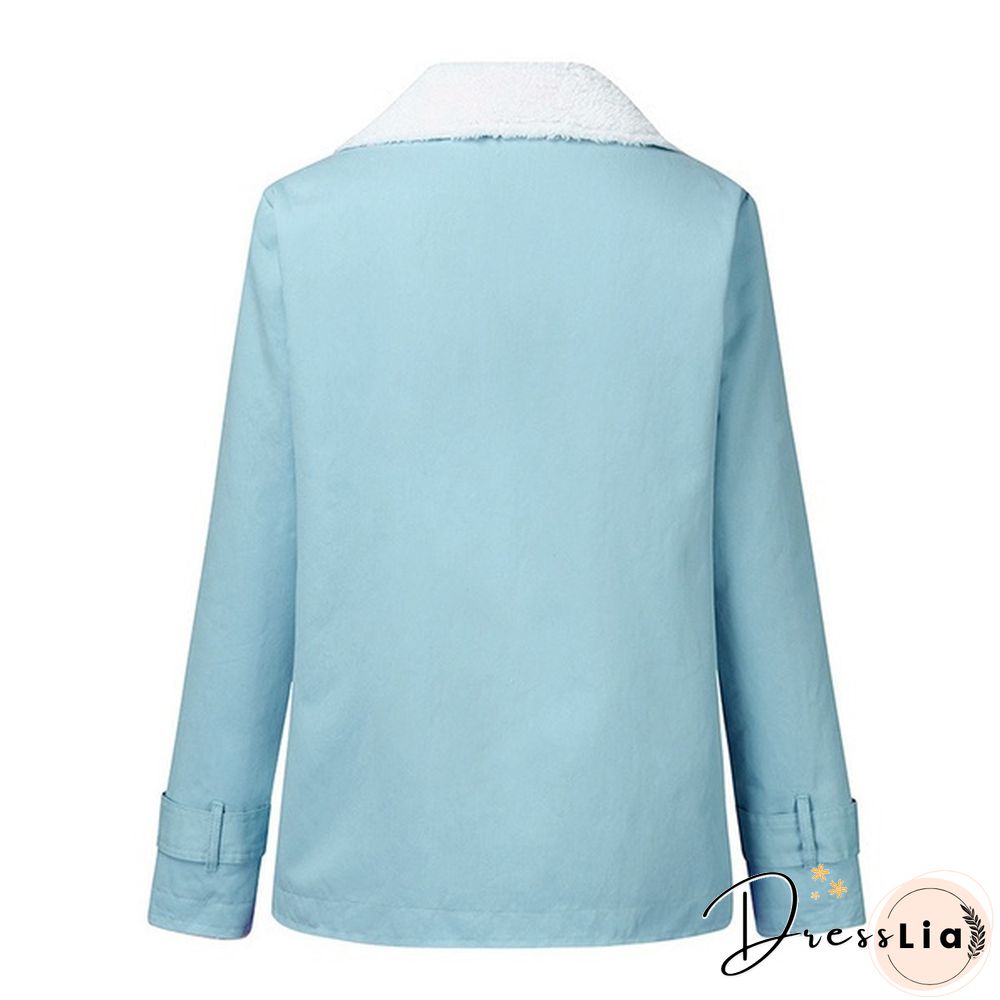 New Winter Women's Fashion Denim Jacket Plus Velvet Warm Long-sleeved Jacket Thicker Motorcycle Lapels Coat Plus Size