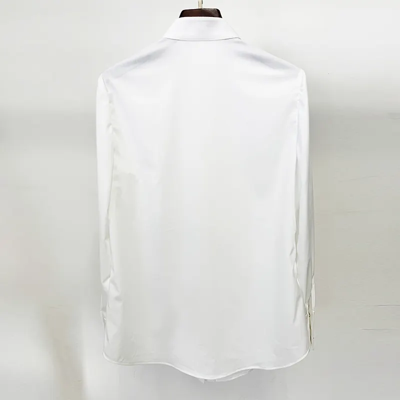 Nigikala Nigikala New Star Fashion Simple Repair Wood Ear Lotus Side With White Long-Sleeved Shirt
