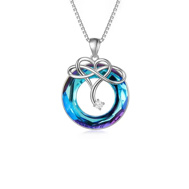 For Daughter - S925 My Love for You is A Journey Starting at Forever and Ending at Never Infinity Crystal Necklace