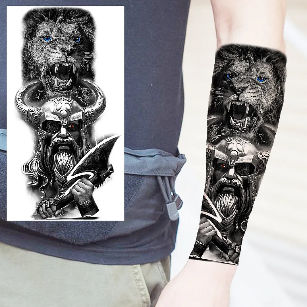 Halloween Clown Joker Scary Temporary Tattoos For Men Women Realistic Scary Lion Waterproof Tattoo Forearm Tatoos Vampire