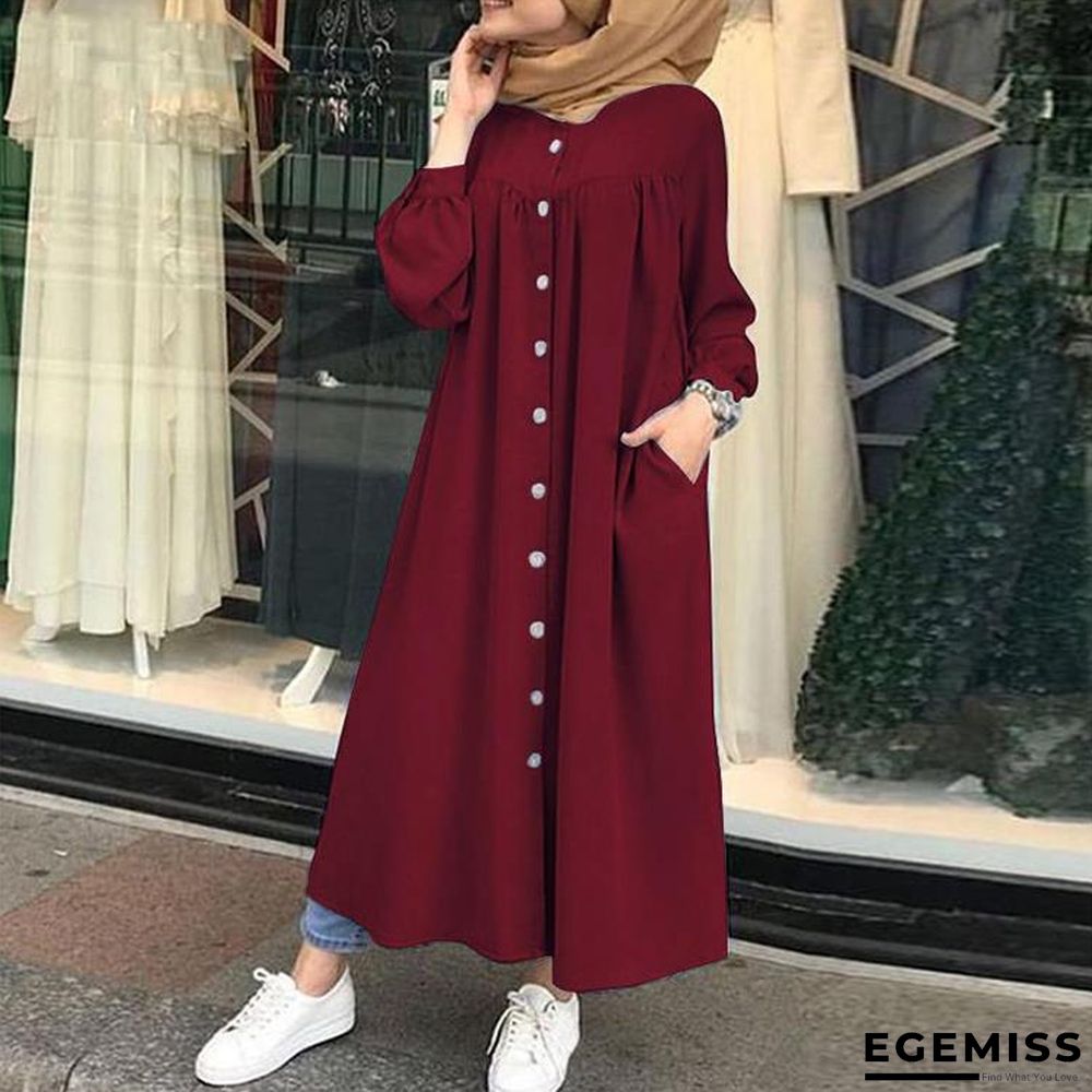 Autumn Casual Women's Cardigan Long Sleeve Stand Collar Large Swing Dress | EGEMISS