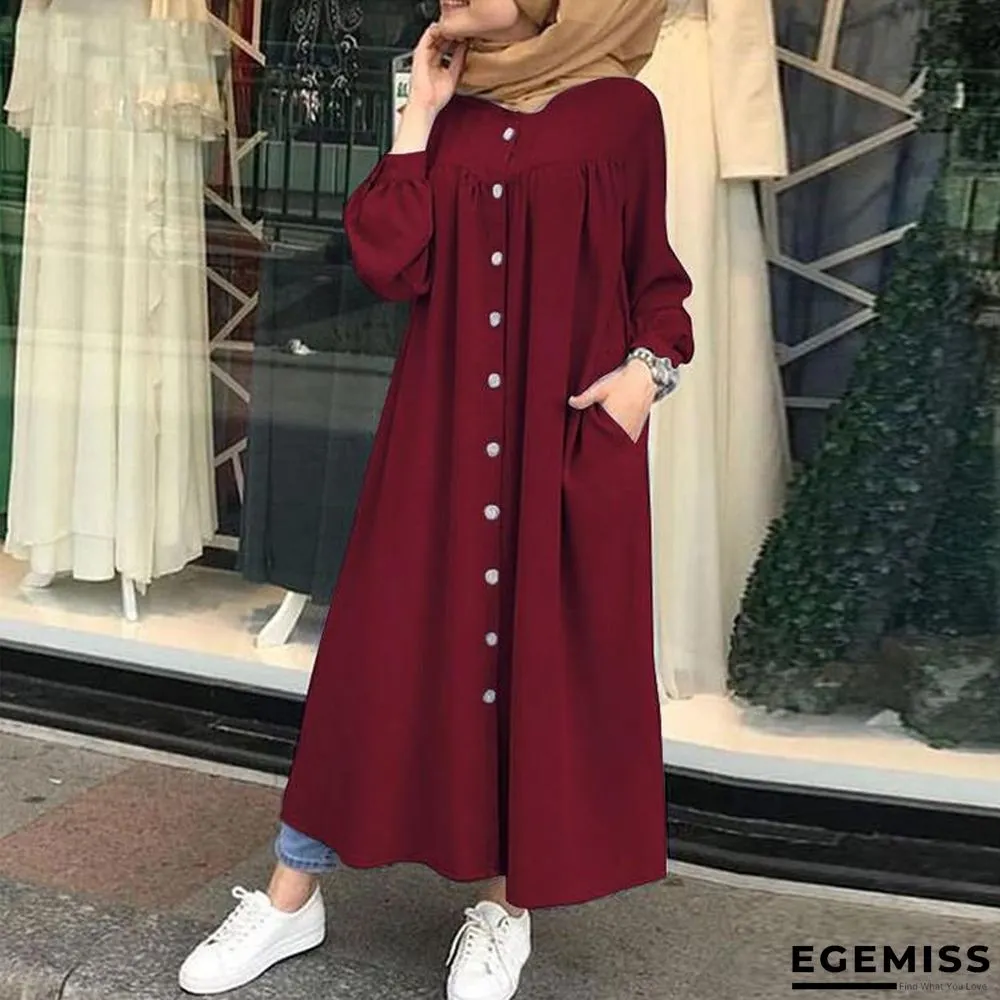 Autumn Casual Women's Cardigan Long Sleeve Stand Collar Large Swing Dress | EGEMISS