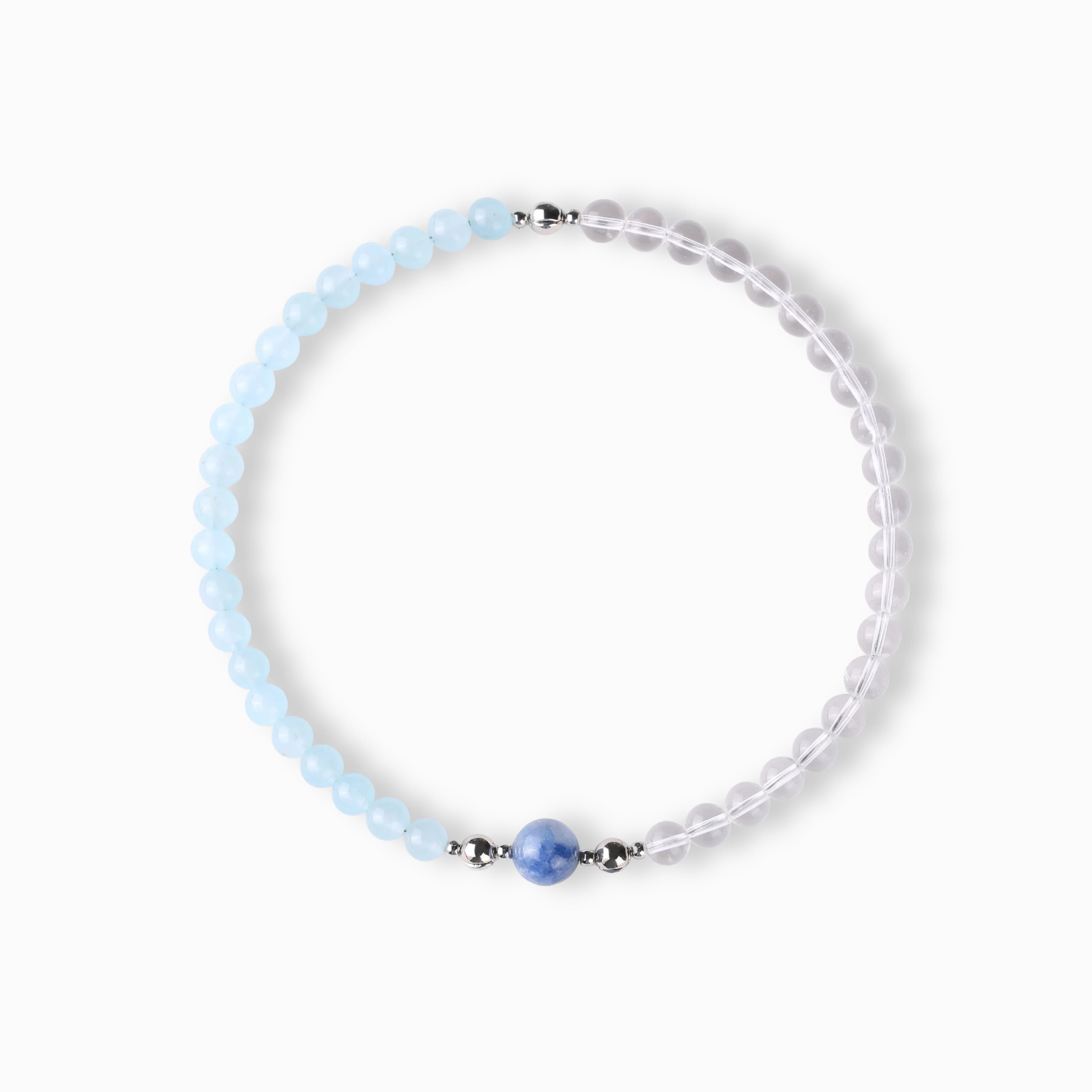 Aquamarine Clear Quartz Magnetic Necklace Set with modular magnetic styling, product view