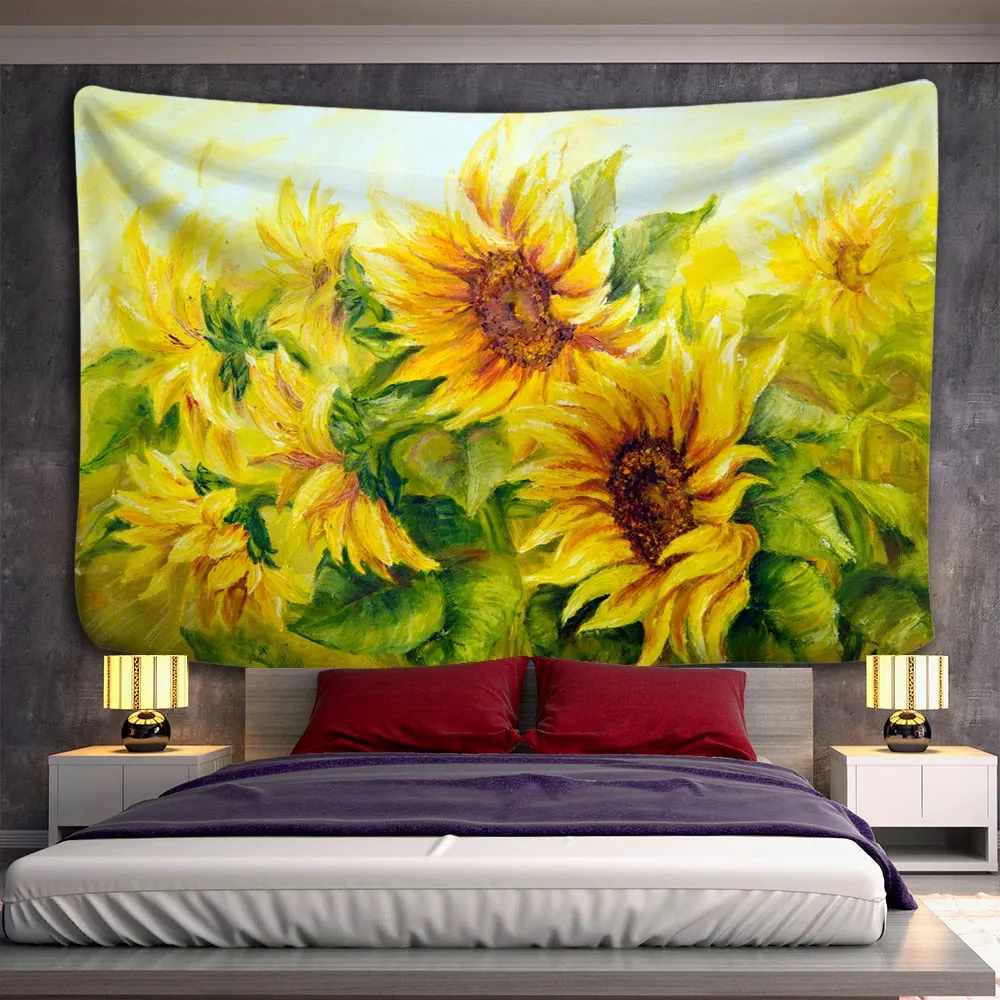 TapestryWallHangingDecorHomeRoomWitchcraftHippieMandalaAstrologyWallpaperBedroomDORMTarot Sun Moon Custom Tapestry Psychedelic