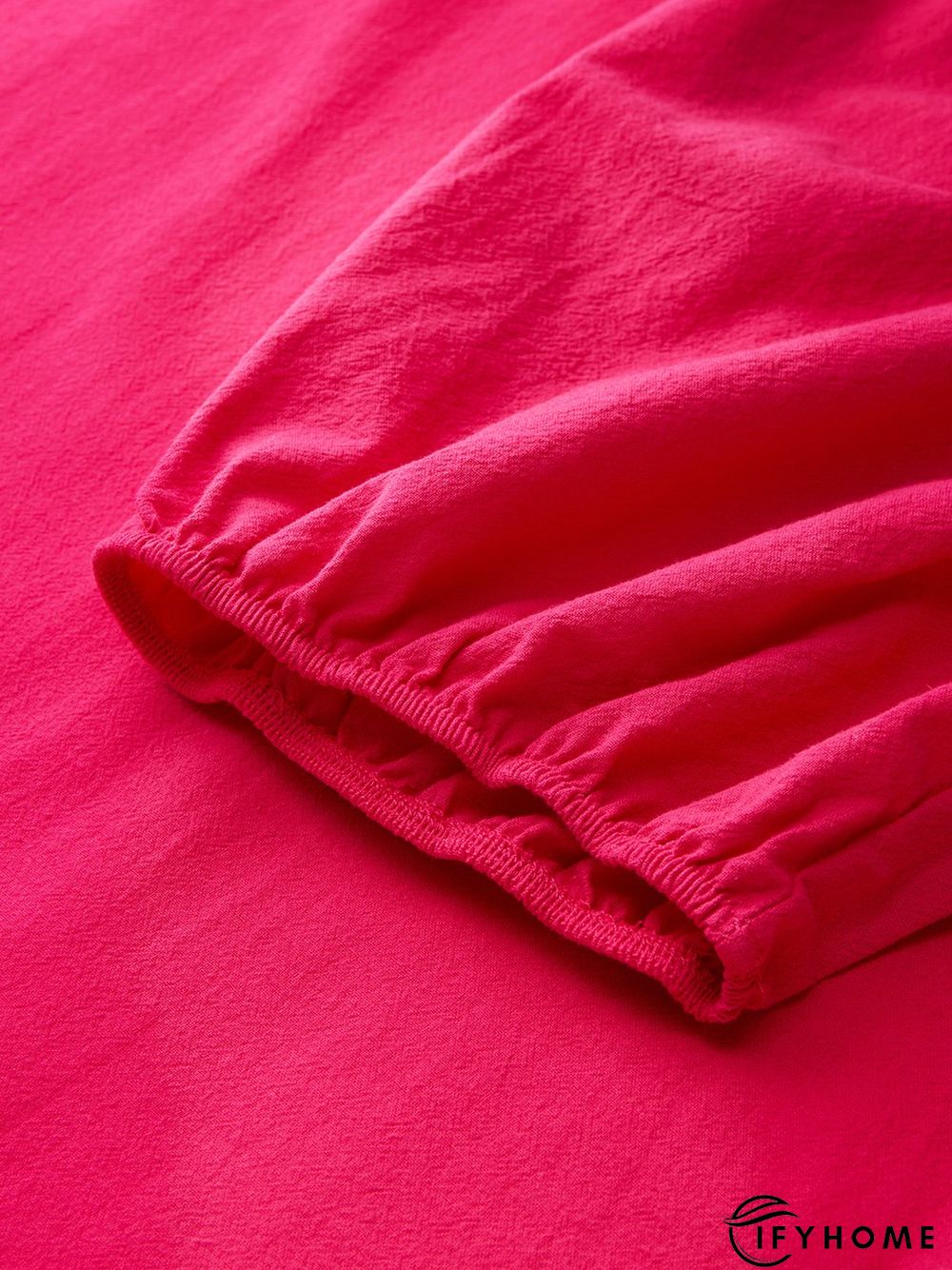 Plain Holiday Balloon Sleeve Cotton-Blend Weaving Dress | IFYHOME