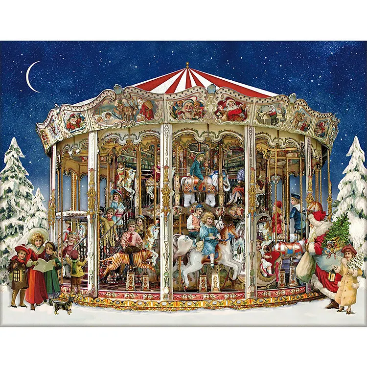 Carousel 60*45CM(Canvas) Full Round Drill Diamond Painting gbfke