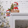 (US Local)DIY Xmas Diamond Painting Wooden Door Decoration for Feiend Gifts (Santa Puppy)