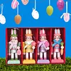 4Pcs Easter Bunny Nutcracker Cute Little Rabbit Pendant for Holiday Decoration