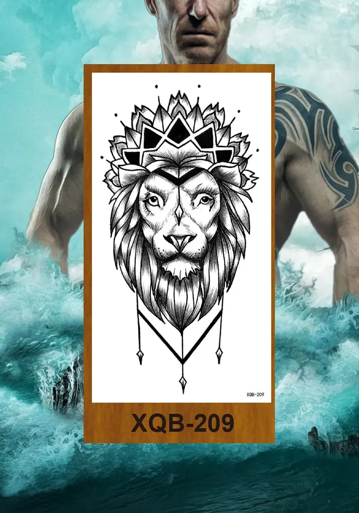 Temporary Tattoo Stickers Snake Bear Owl Fox Mermaid Tiger Wolf Lion King Men Women Girl Arm Body Chest Fake Body Leg Art Tatoo