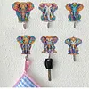 6pcs/set DIY Special-shaped Diamond Painting Wall-mounted Key Hook Kit (Elephant)