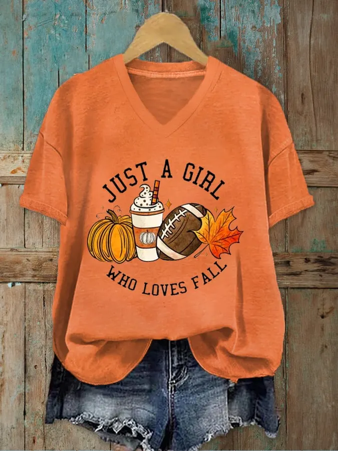 Women's Just A Girl Who Loves Fall T-Shirt 
