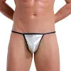Men&lsquo;s Sexy Bright Faux Leather Pouch G-string Thongs Underwear Male Bikini Panties