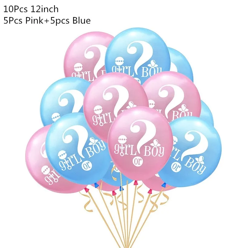Gender Reveal Party Decoration Boy or Girl Balloon Banner Disposable Tableware Boy Girl Baby Shower Decorations Balloons