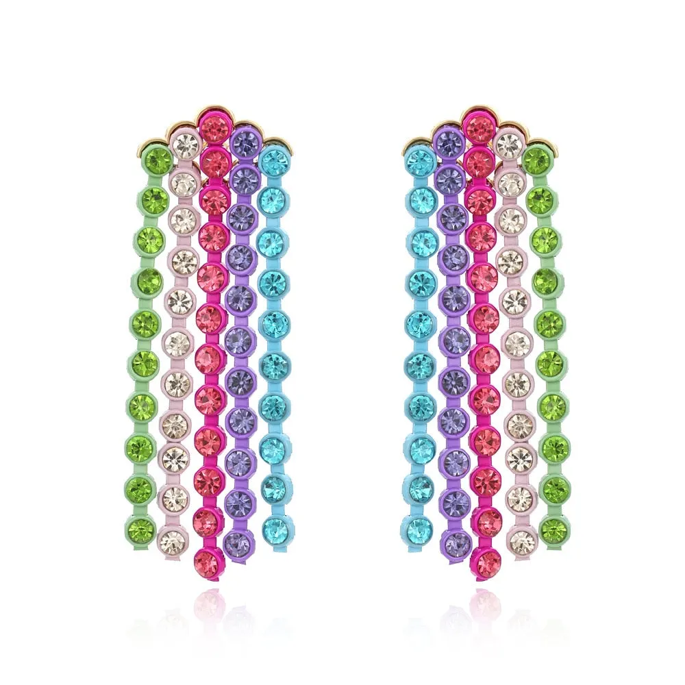 Dvacaman Newest Multicolor Crystal Drop Earrings Fine Jewelry Accessories For Women Fashion Rhinestone Tassel Earrings Wholesale