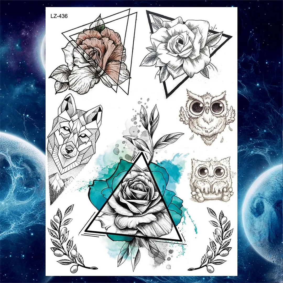Sexy Girl 3D Flower Rose Temporary Tattoos For Women Black Dreamcatcher Tattoo Sticker Realistic Fake Peony Large Tatoos Paste