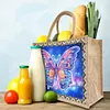 Papillon Sac Shopping En Lin Avec 2 Toiles Diamant Painting Interchangeables