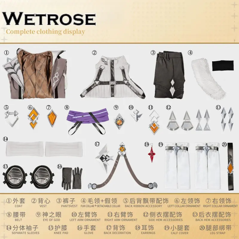 [Wetrose] Pre-Order Genshin Impact Illuga Game Outfit Cosplay Costume