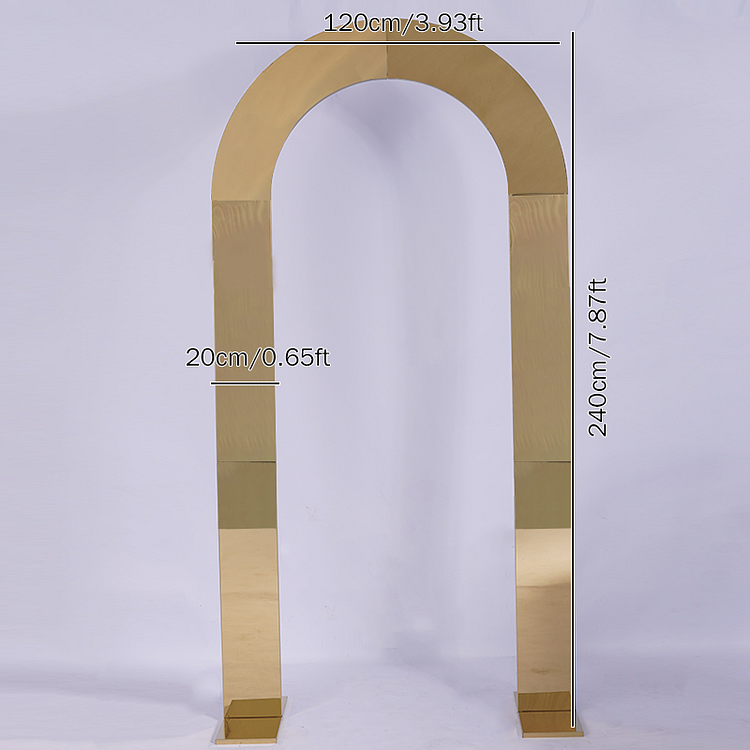 A9091 New Gilded Iron Frame Wedding Stage Layout Stainless Steel Arch Screen