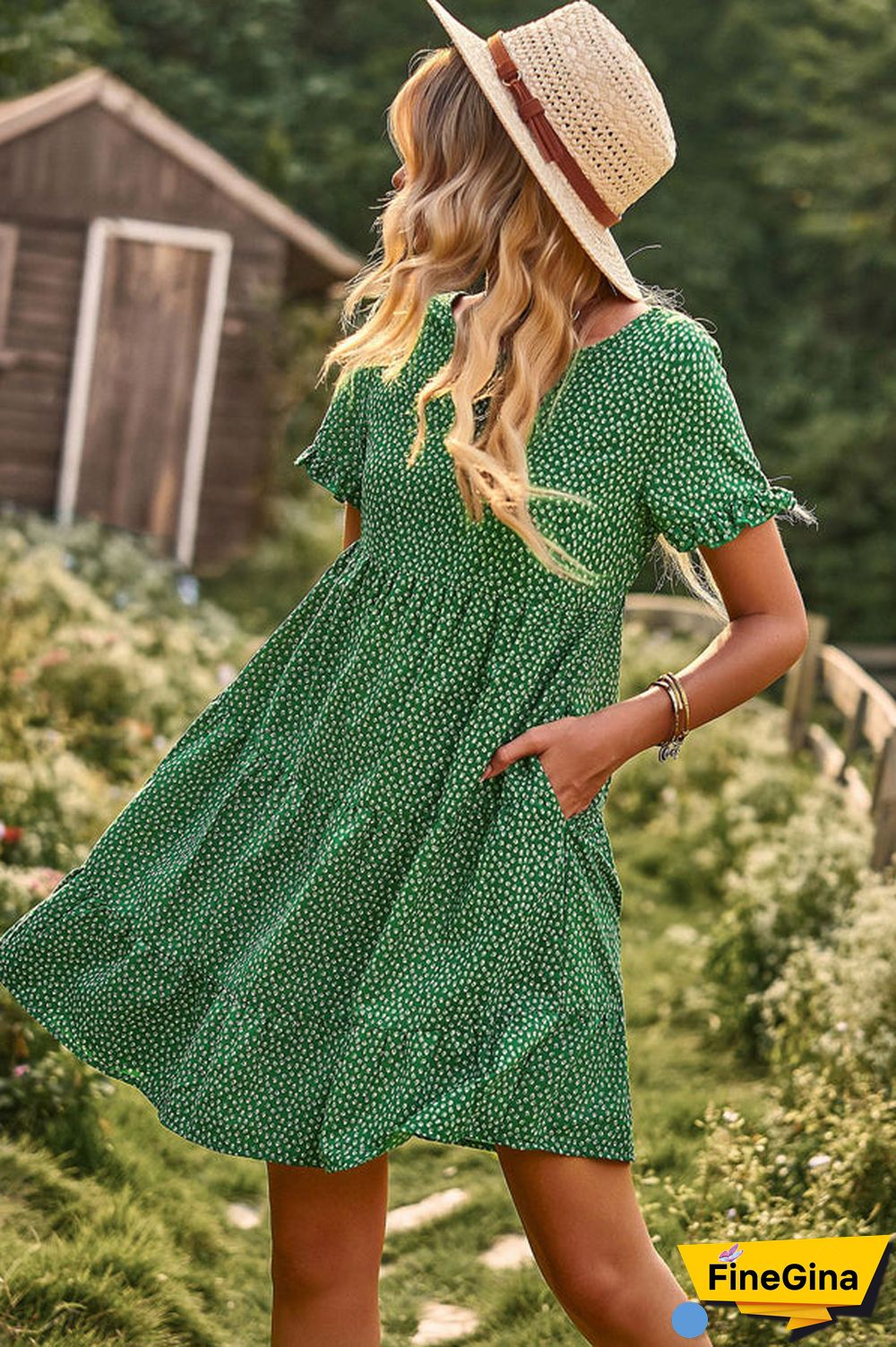 Floral Print Short Sleeve Mini Dress