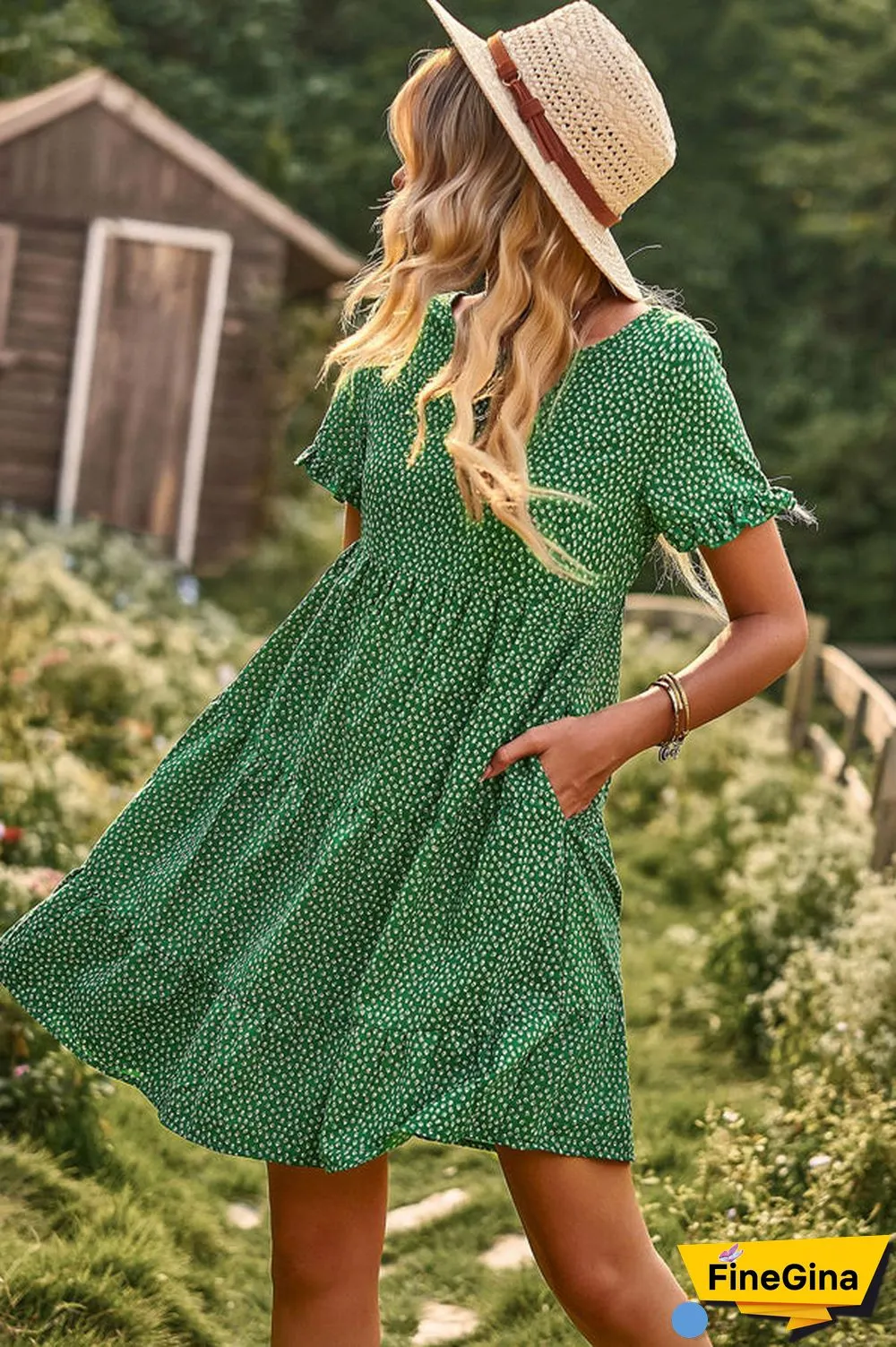 Floral Print Short Sleeve Mini Dress