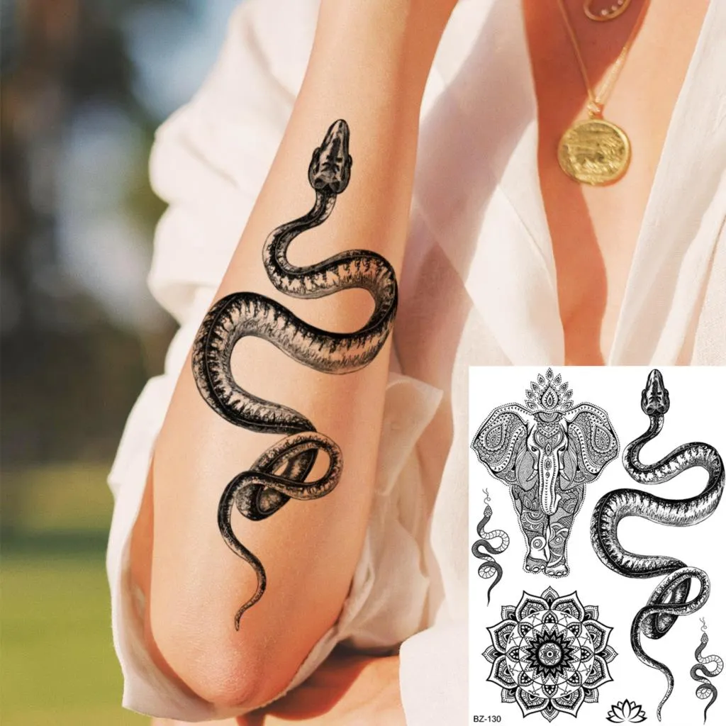 Sdrawing Henna Temporary Tattoos For Women Girls Feather Butterfly DreamCatcher Fake Gem Tattoo Sticker Chest Arm Tatoos Tribal