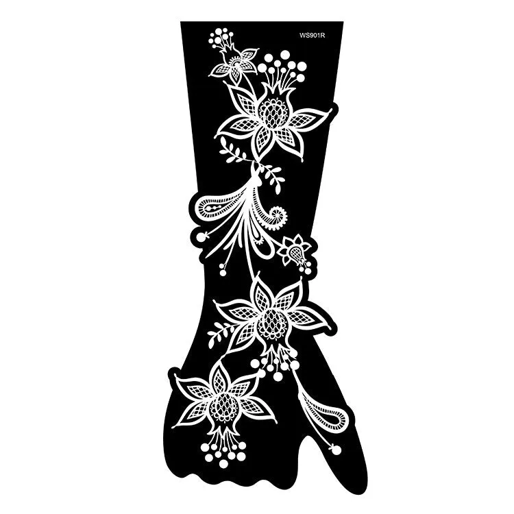 Indian Henna Rose Lace Flower Tattoo Stencil Women DIY Body Legs Arm Art Airbrush Painting Mandala Tattoo Stencil Template