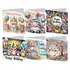 (US Local)6Pcs Xmas Happy Birthday DIY Diamond Painting Greeting Card Rhinestone Painting Card Kit