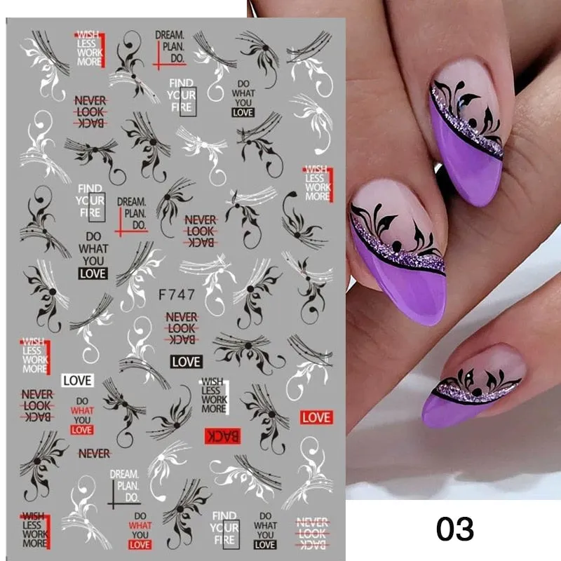 2021 Hot 3D Nail Art Stickers Butterfly Pattern Transfer Sticker Decals Self Adhensive Slider Decoration Nail DIY Design