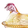 Vintage-Style Glass Hen on Nest Dish with Lid Tabletop Dessert Plate Snack Bowl