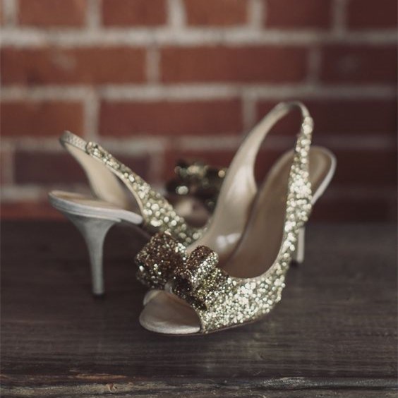 GOOSHOE Champagne Glitter Slingback Wedding Sandals Heels for Bridesmaid