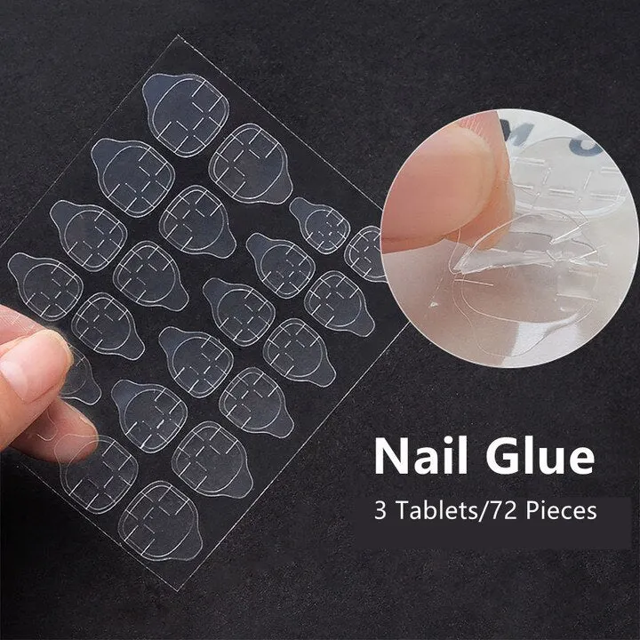 24PCS False Nails with Glue Rhinestones Long Trapezoid Detachable Pearl Stick on Nails Press on Nails Art With Wearing Tools-Nail Inspo