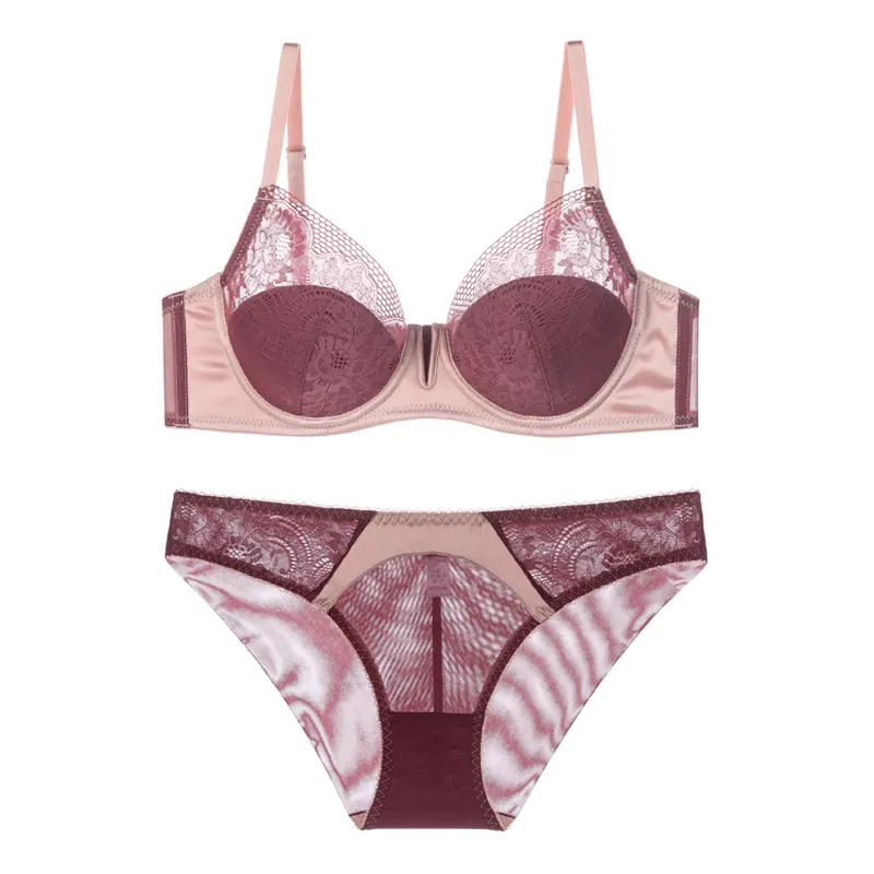 Churchf French Girl Thin Cup Pure Lingerie Gathered Sexy Lace Bra Set Small Bra Dedicated Half Cup Bra Bra Bra Bra
