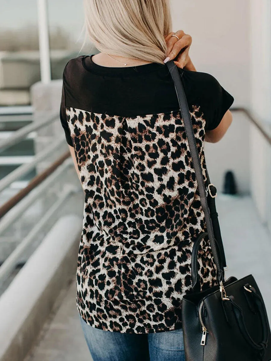 V-Neck Leopard T-shirt