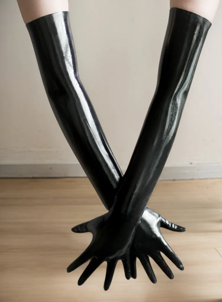Women's Black Classic Opera Latex Accessories Long Opera Gloves