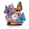 5D DIY Special Shape Diamond Painting Desk Ornament Handmade Clock Kit(Flower Butterfly)
