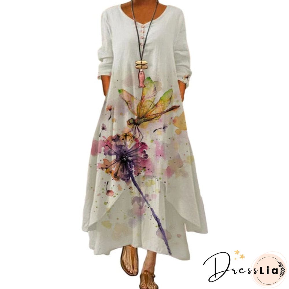 Dress summer style European and American fashion popular printed long sleeved dress female ins online trend hot sale B060