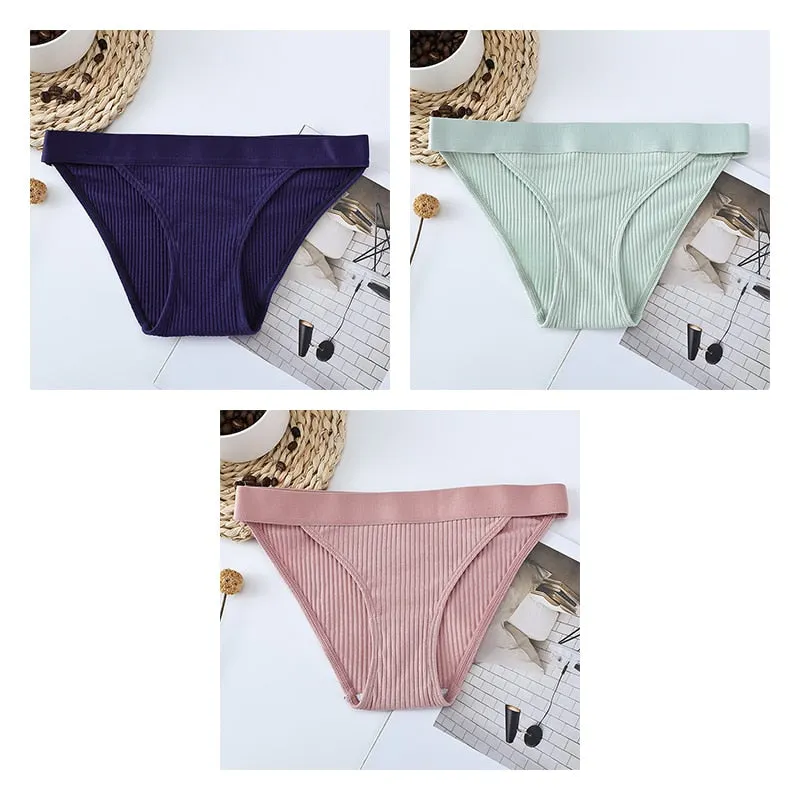 3pcs Cotton Panties Underwear For Women Sports Striped Briefs For Ladies Female Lingerie Woman Intimates Cotton Panties BANNIROU