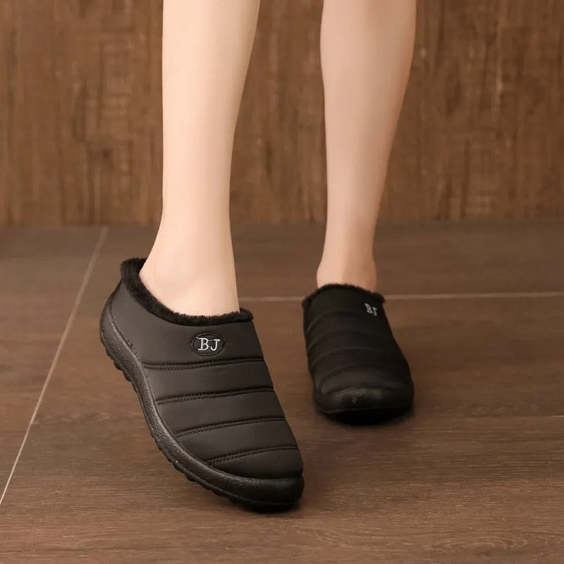 Women Waterproof Winter Shoes Fur Lined Warm Ankle Boots Slip On Outdoor Slides Comfortable Sandals for Women