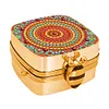 (US Local)Mandala Diamond Painting Mirror Bag Rhinestone Jewelry Box for Women (Gold)