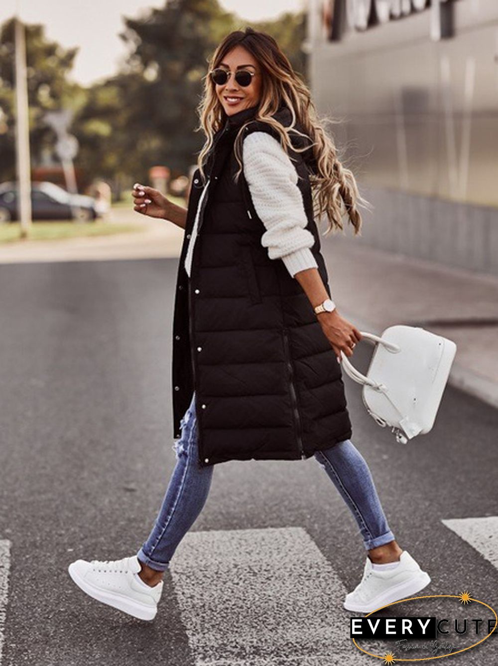 New Women's Fashion Thicken Winter Warm Hooded Sleeves Coat Casual Vest Plus Size S-5XL