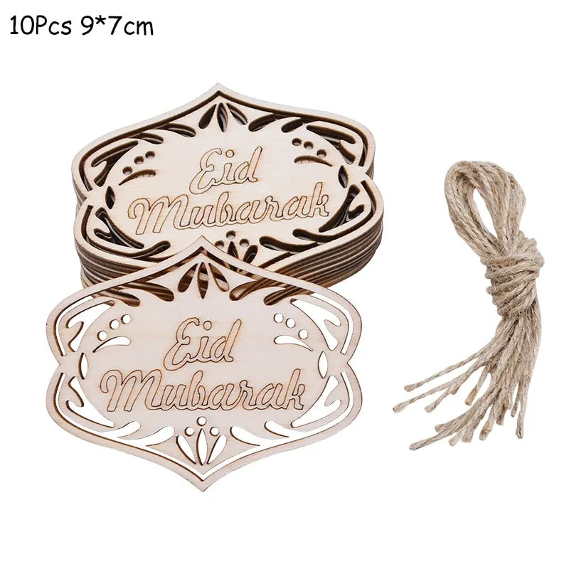 Wooden EID Mubarak Decoration Ramadan Mubarak Ornaments Islamic Muslim Pendant Eid Al Adha Party Supplies Ramadan Kareem Gifts